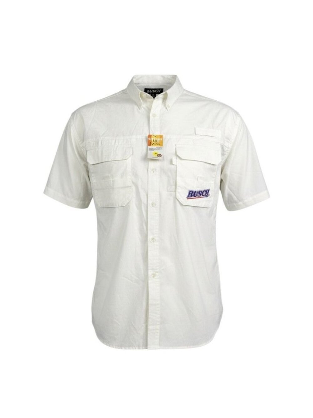 Busch Beer Mens White Short Sleeve Vented Fishing Shirt XL NWT